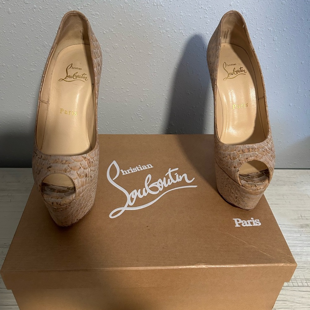 Christian Louboutin Tan Platform Shoes - Picture 6 of 7